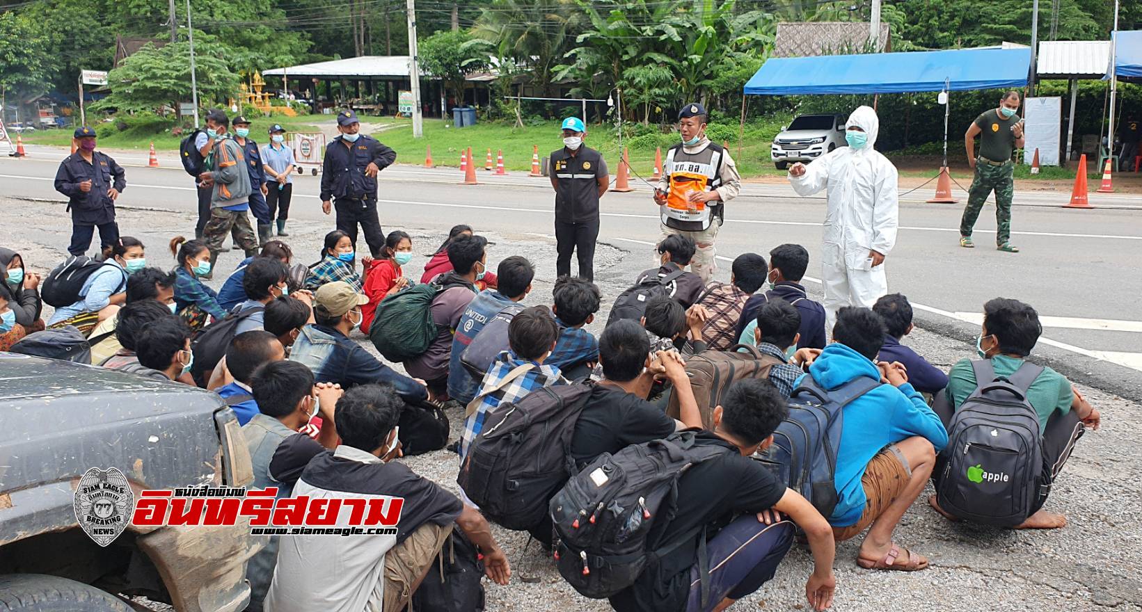 กาญจนบุรี-รวบแรงงานเมียนมาร์ 33 คน ซ่อนตัวในสวนยาง