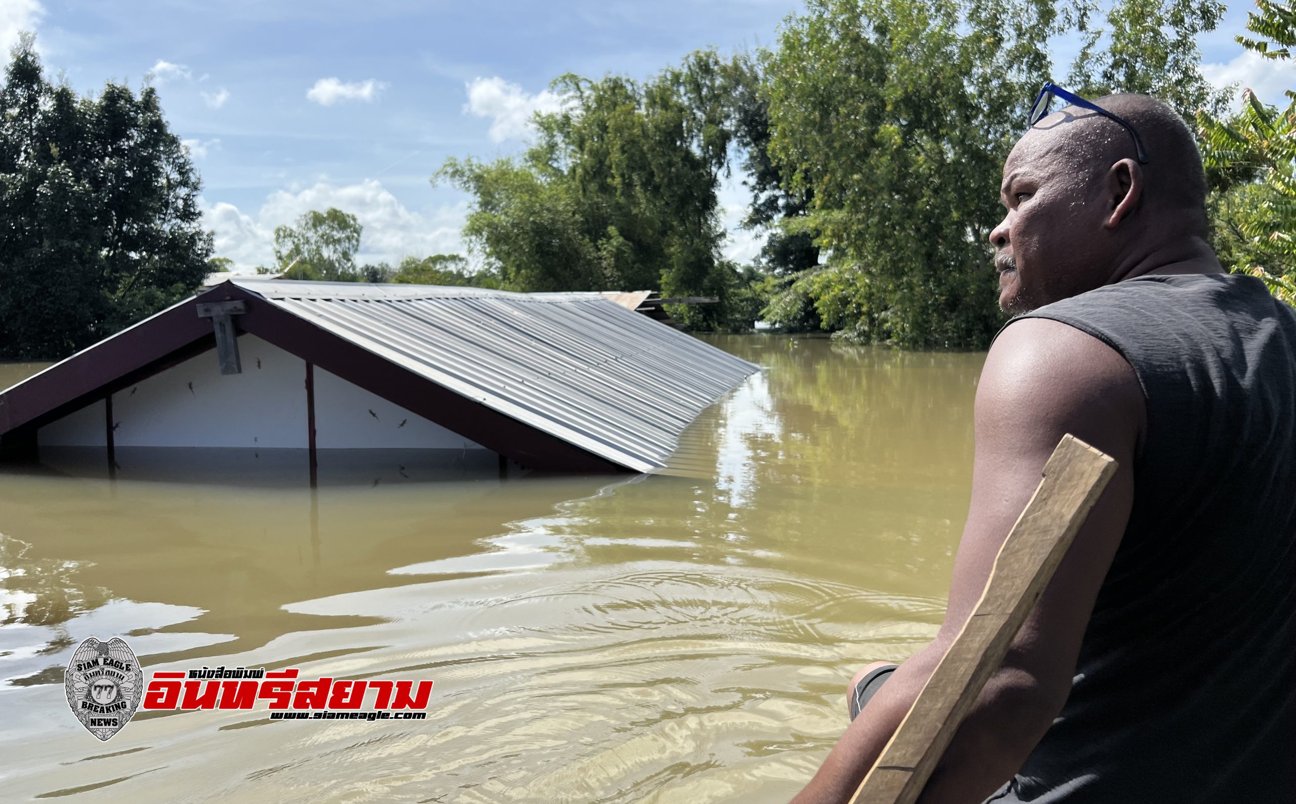 ศรีสะเกษ-ประธานชุมชนหนองหมูร่ำไห้น้ำท่วมบ้าน 100 หลังจมใต้น้ำเสียหาย